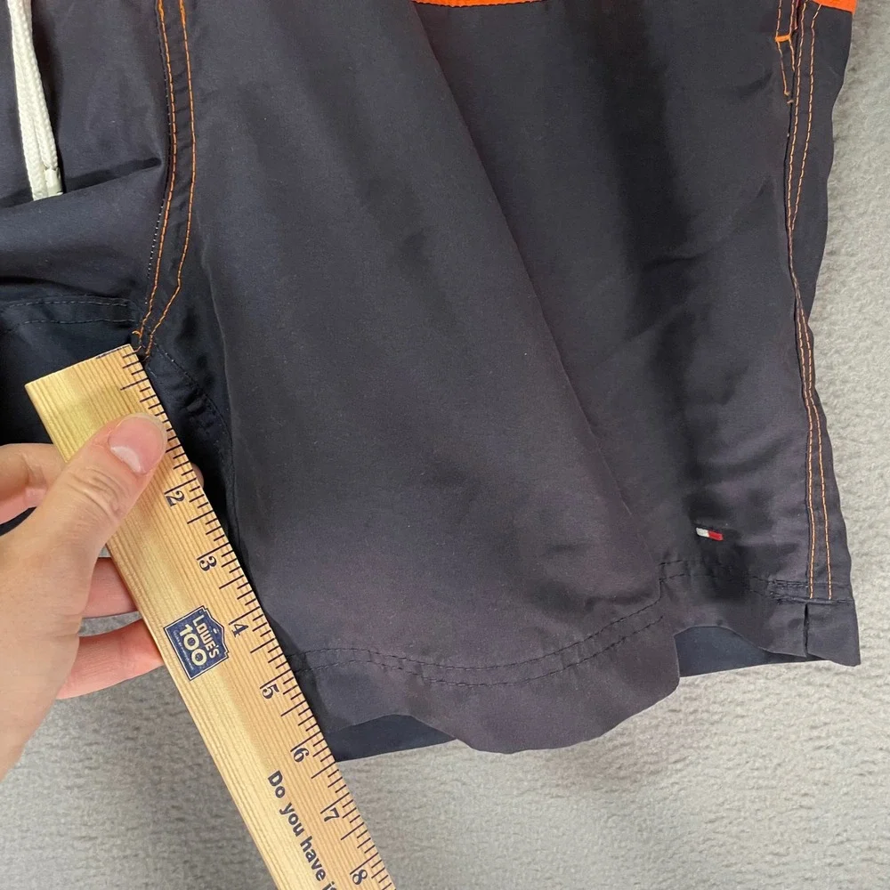 Tommy Hilfiger Swim Trunks Mens L Orange Navy Colorblock‎ Shorts